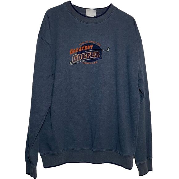 M&C Sport Crew Neck Sweatshirt Pullover Long Sleeve Greatest Golfer Embroidered - Picture 1 of 4